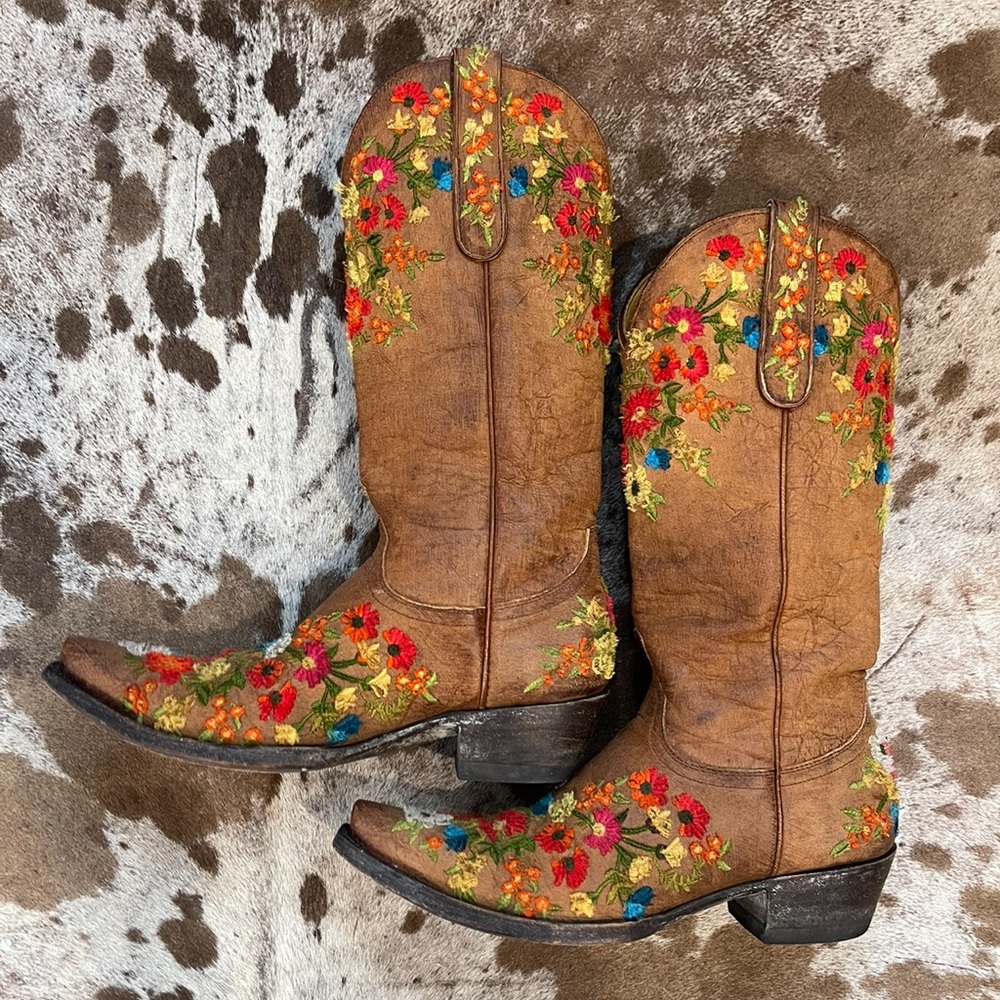 Old Gringo Brass Flora Embroidered Boot - Size 7 - EUC